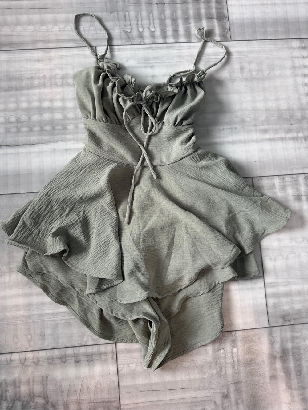 Windsor Sage Green Ruffle Romper